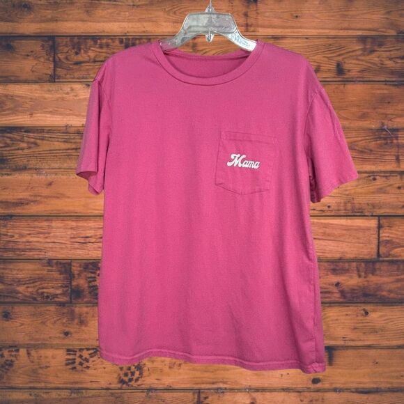 5 for $25🔥"Mama" Pocket Short Sleeve Pink T-Shirt Large - Picture 1 of 5